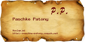 Paschke Patony névjegykártya